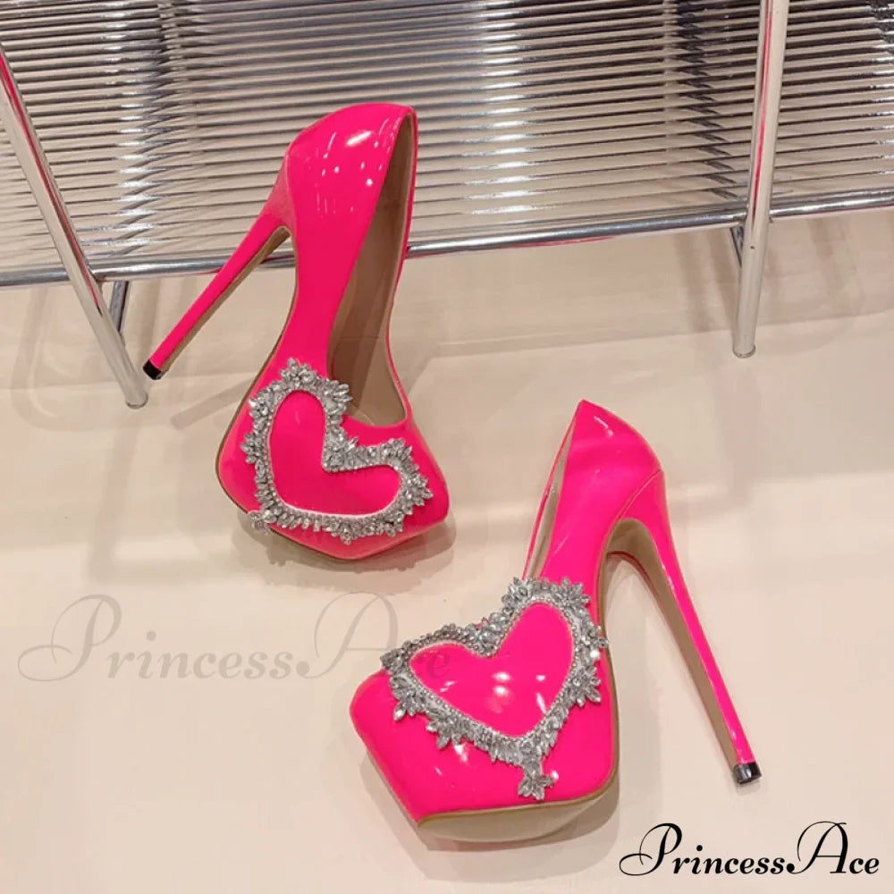 Pink High Heels Women Pumps With Crystal Platform Stiletto - Spring/Autumn Fashion Round Toe