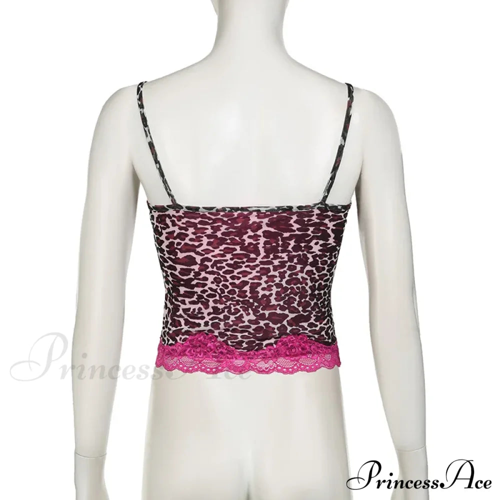 Pink Leopard Print Charming Sheer Cami Top