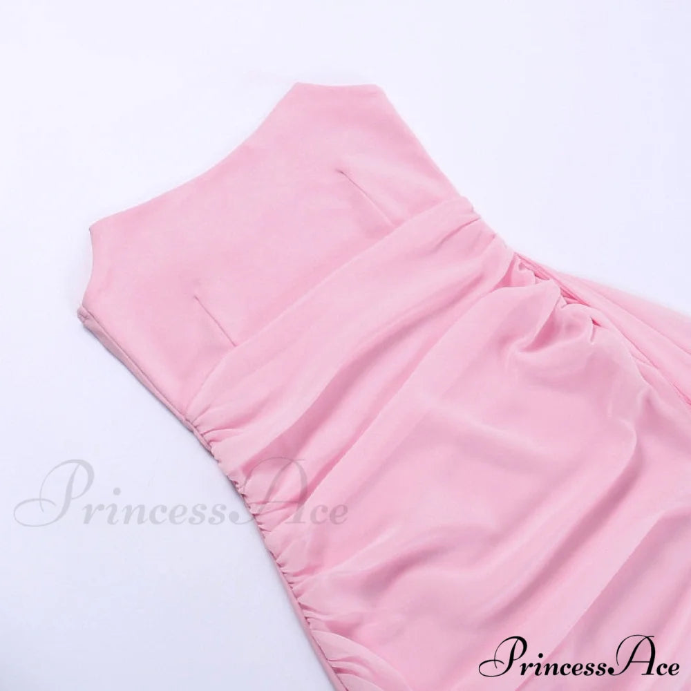 Pink Mesh Corset Charming Draped Tube Mini Dress