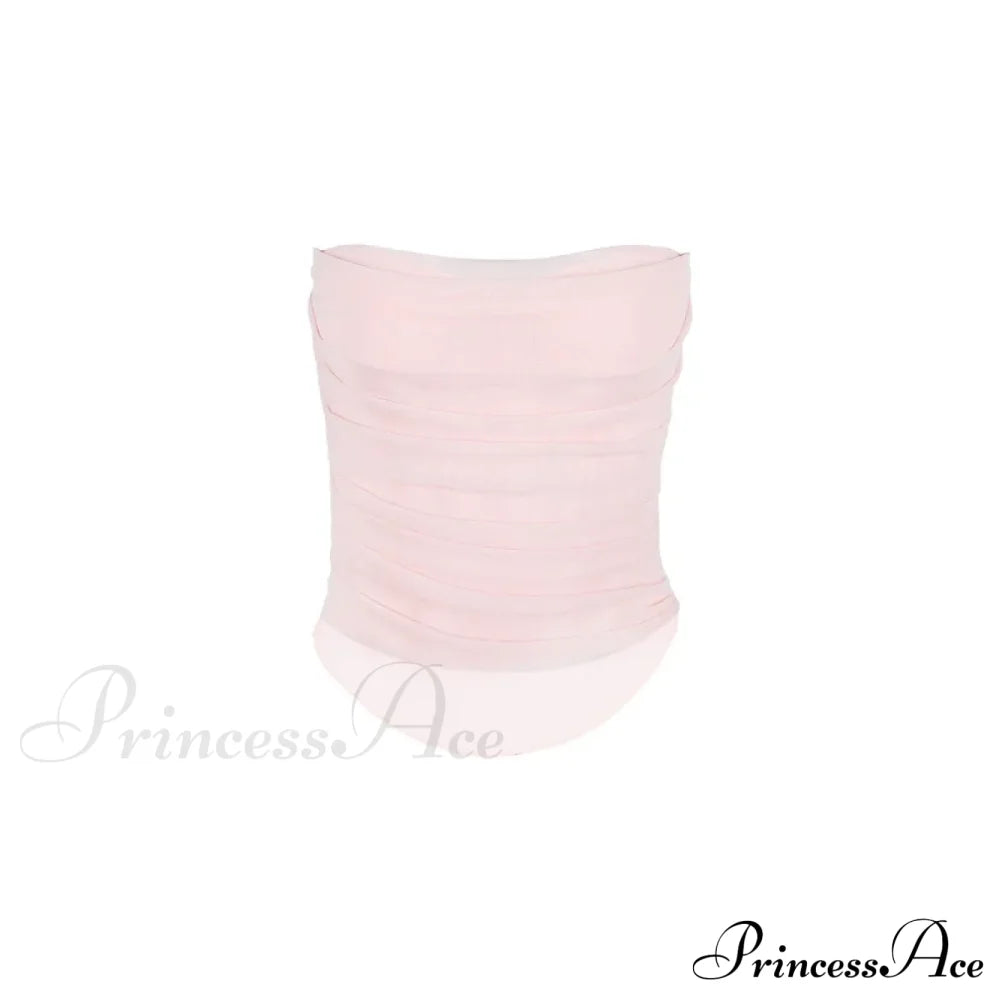 Pink Mesh Stylish Tube Corset Top