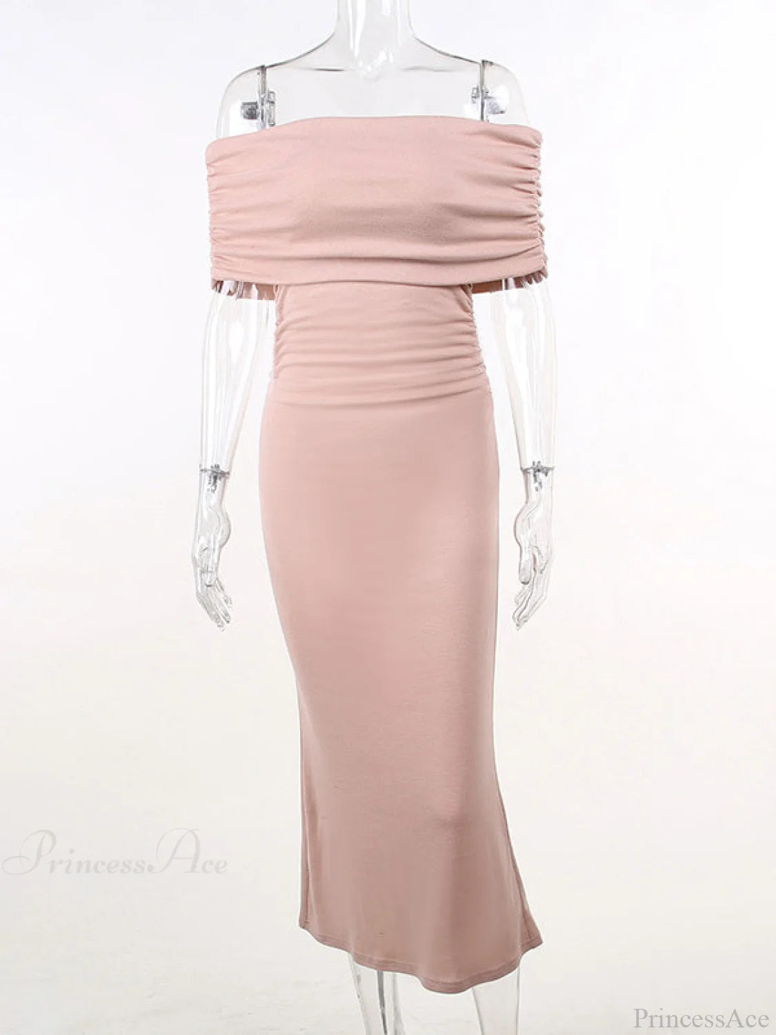 Pink Off Shoulder Bodycon Midi Dress M / Bodycon Dress