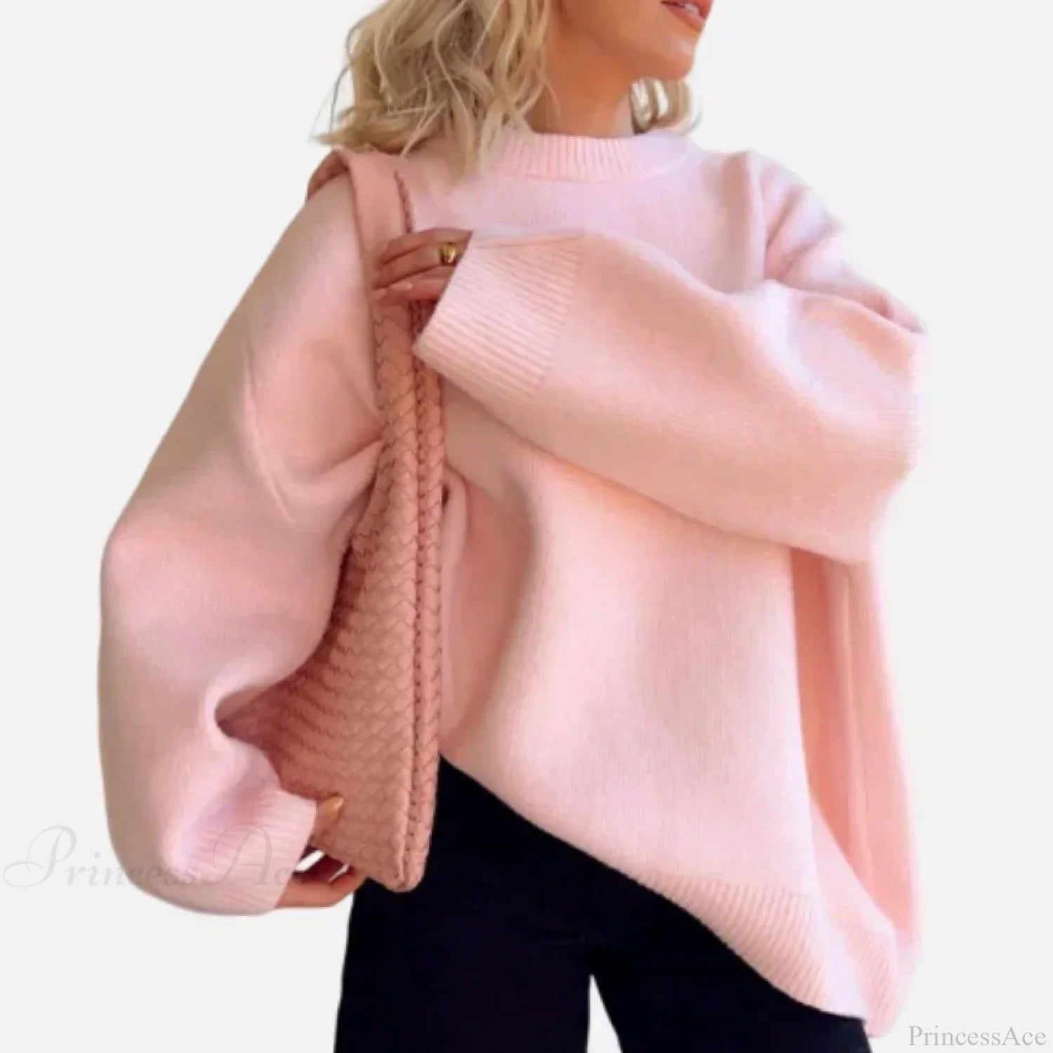 Pink Streetwear O-neck Sweater Pink / S