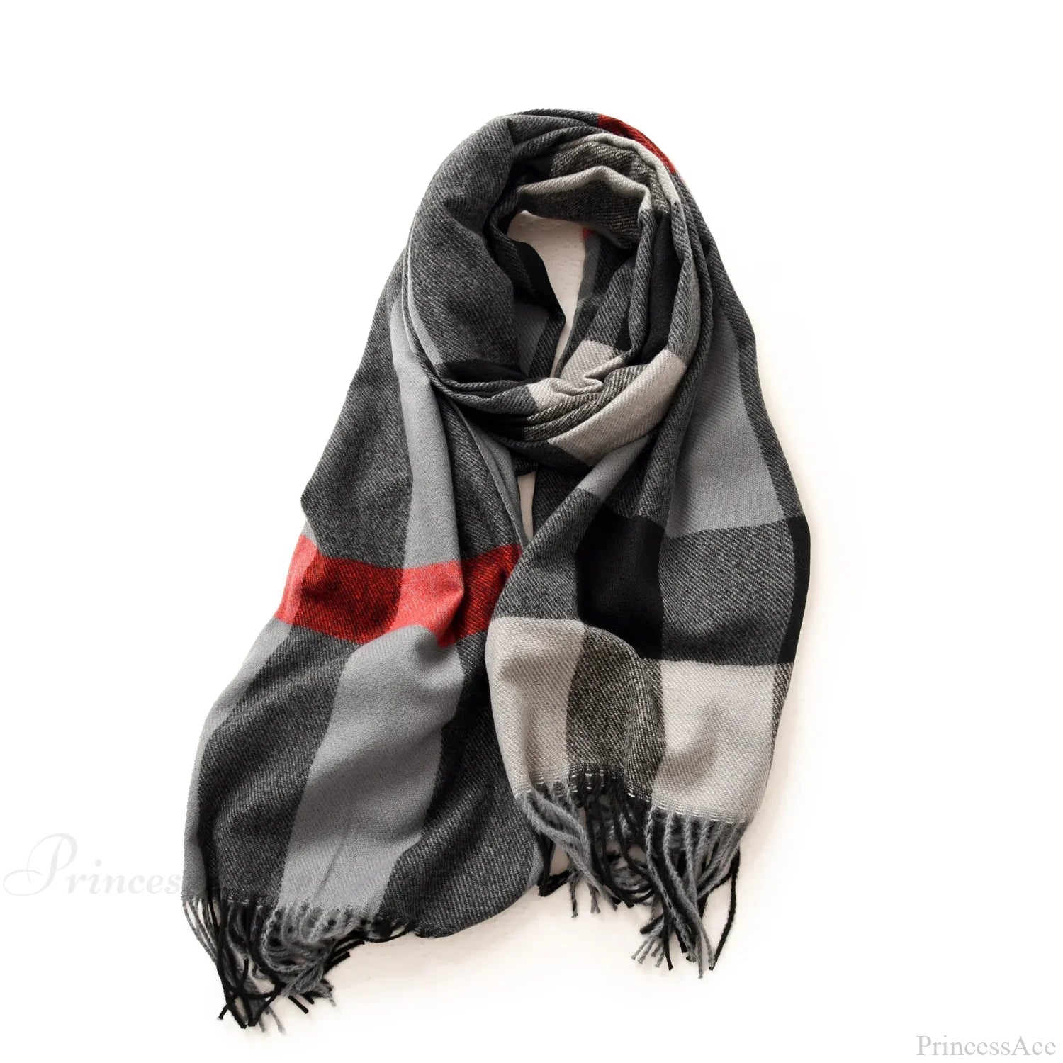 Plaid Blanket Thick Winter Warm Shawl Set Scarf Grey 1 Scarfs-L