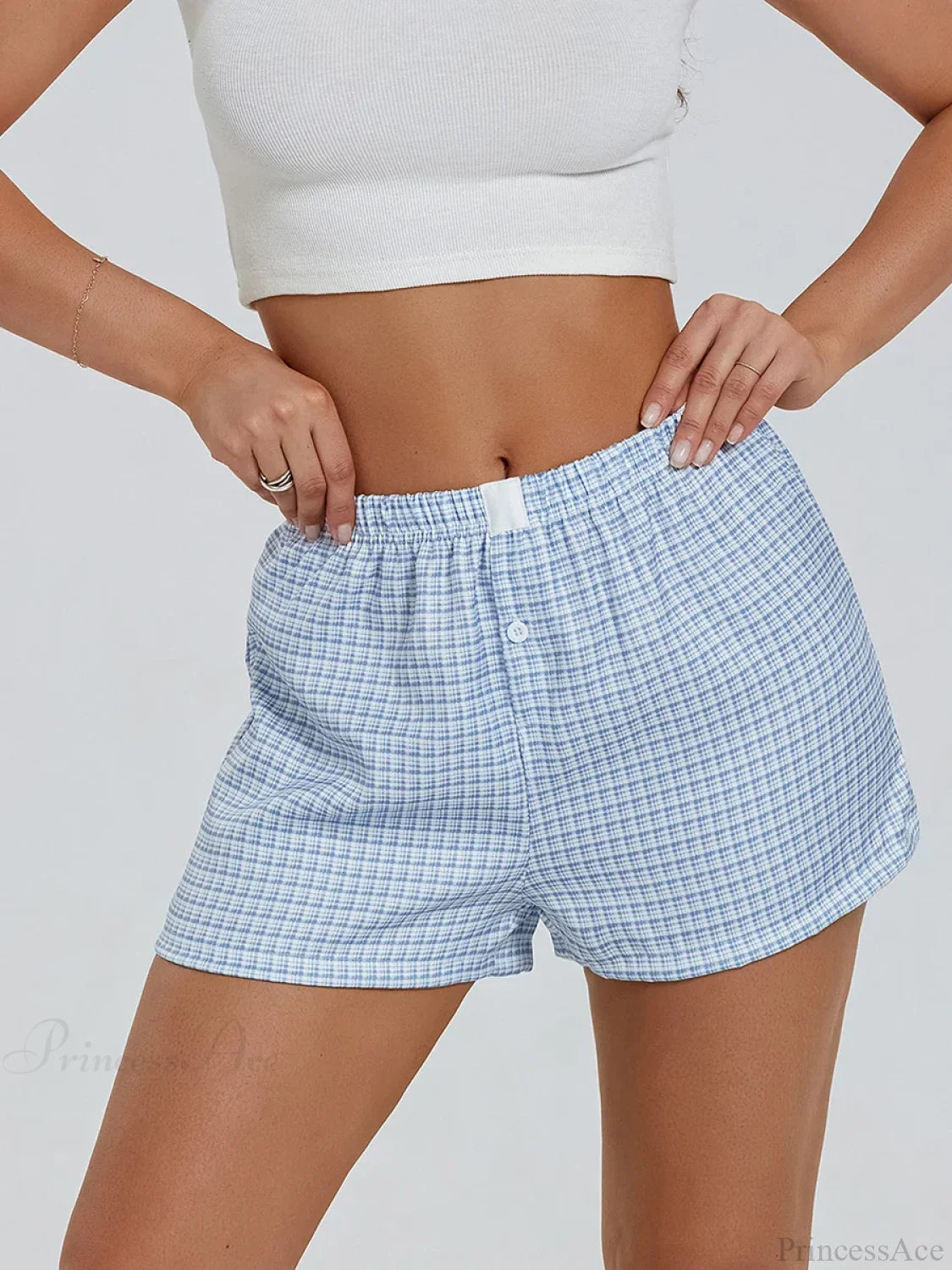 Plaid Loose Lounge Short blue / S short-250223