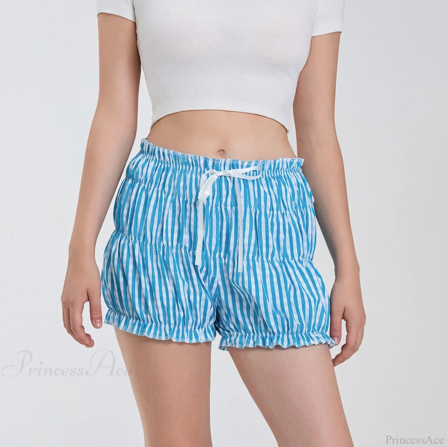Plaid Ruffled Pajama Bloomer Short Blue / S short-250223