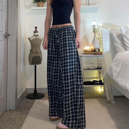 Plaid Straight Vintage Loose Fit Jogger Pant pant-250223