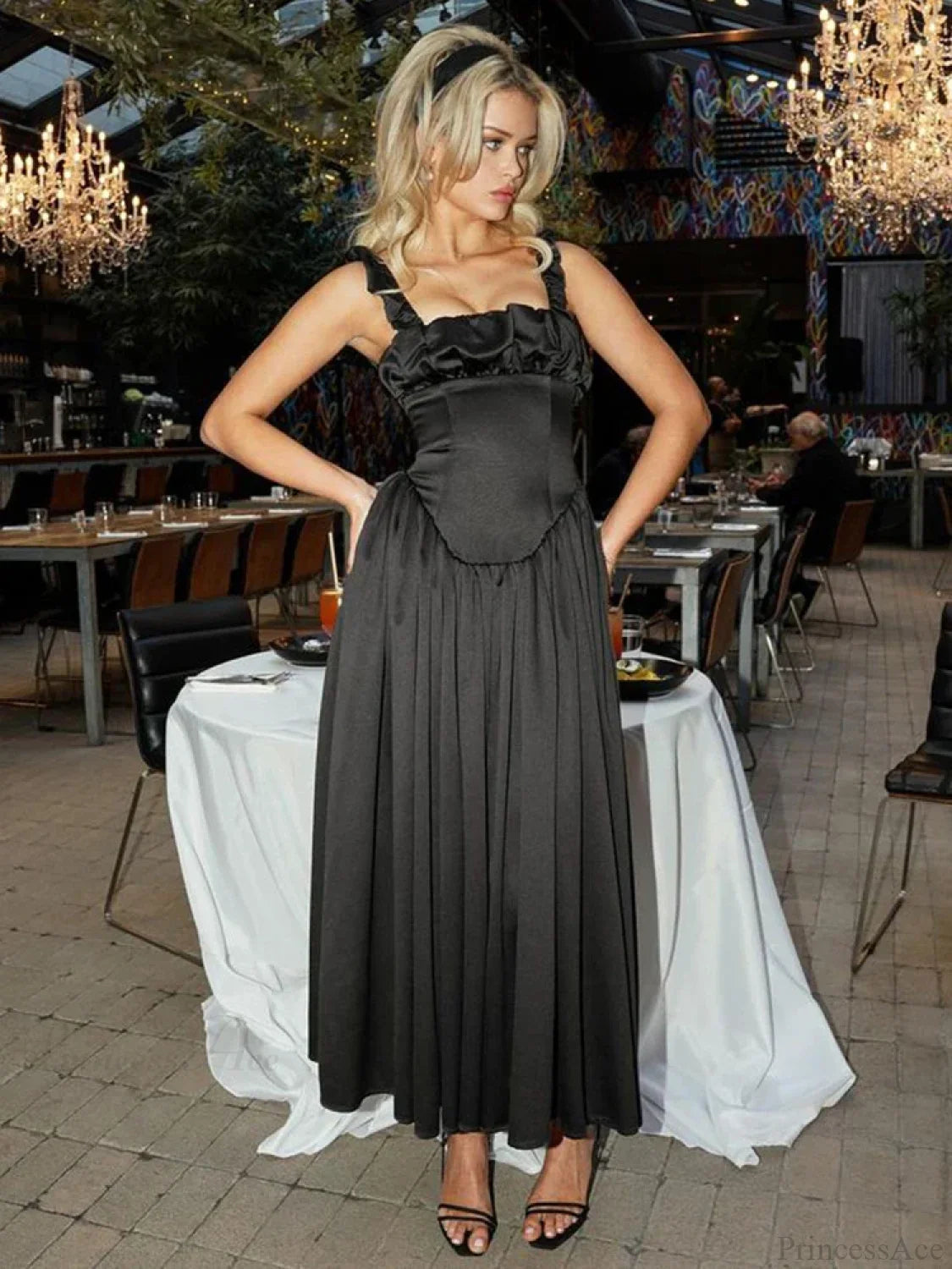 Pleated A-line Elegant Vacation Dress vacationdress-250223