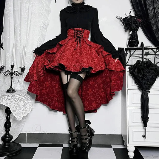 Pleated Bodice Antique Skirt red / S