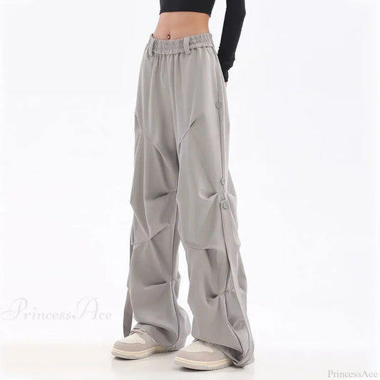 Pleated Cargo Streetwear Wide Pants
