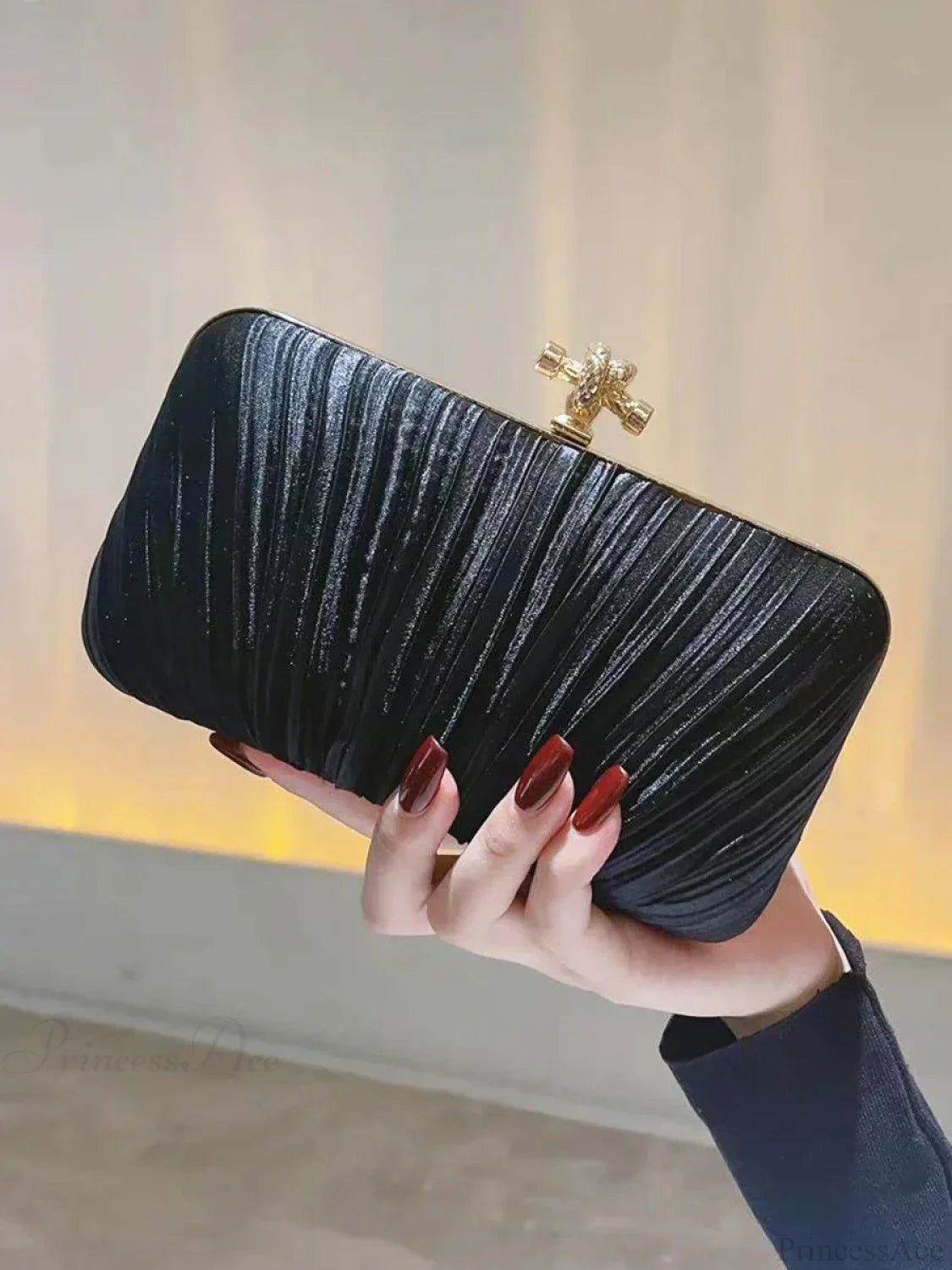 Pleated Evening Clutch Banquet Chain Bag clutchbag-250126