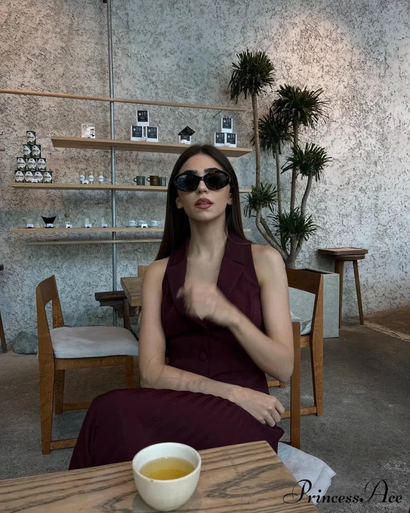 Pleated Midi Skirt Charming And Vest Set