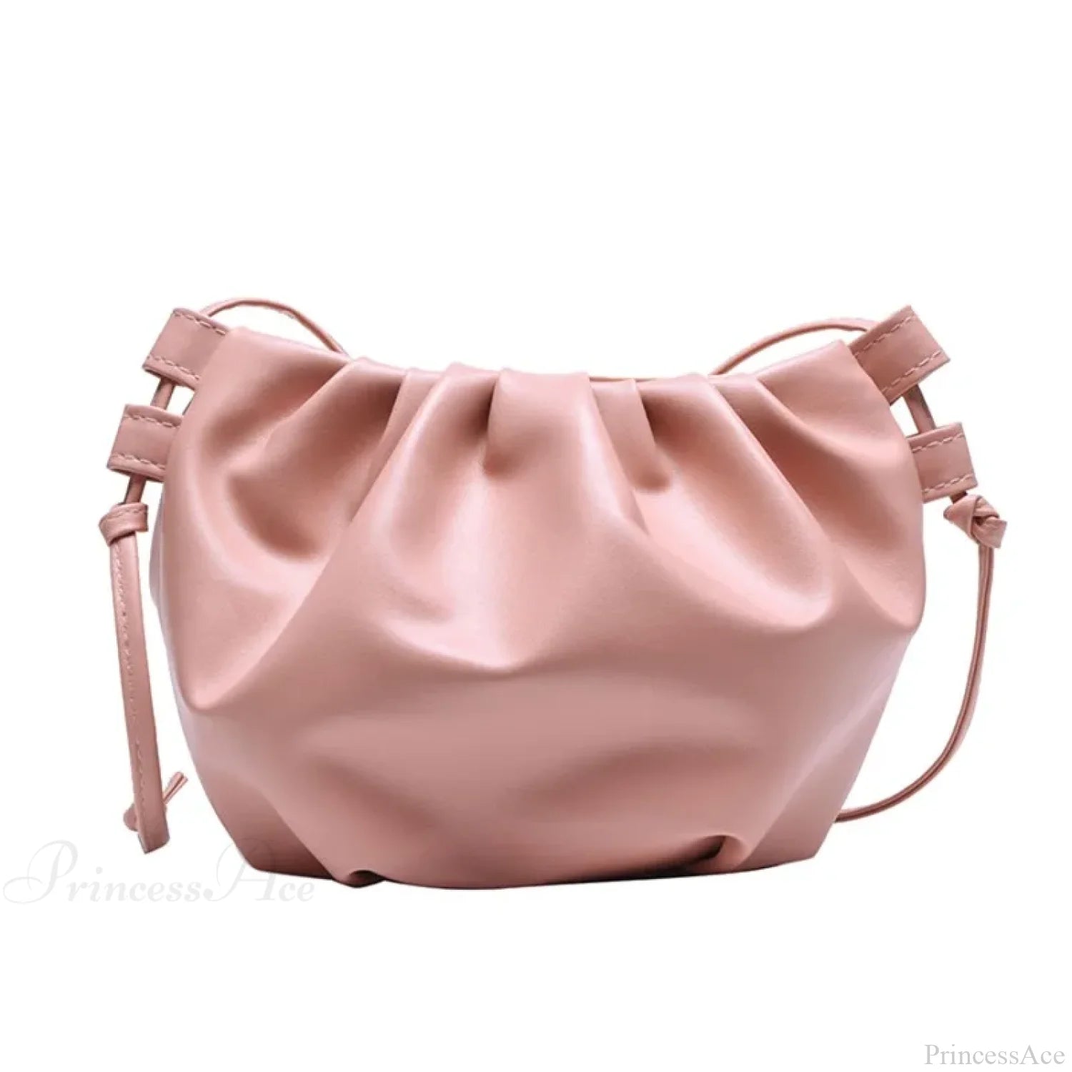 Pleated Mini Zipper Cloud Crossbody Bag Pink crossbody-250126