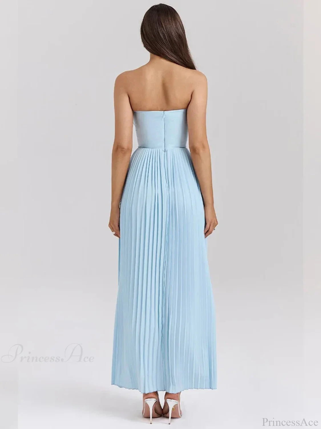 Pleated Waist Wrap A-line Maxi Vacation Dress vacationdress-250223