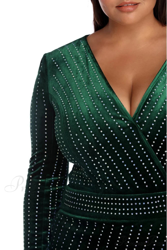 Plus Cassie Stylish Velvet Wrap Dress Plus S.o. Short