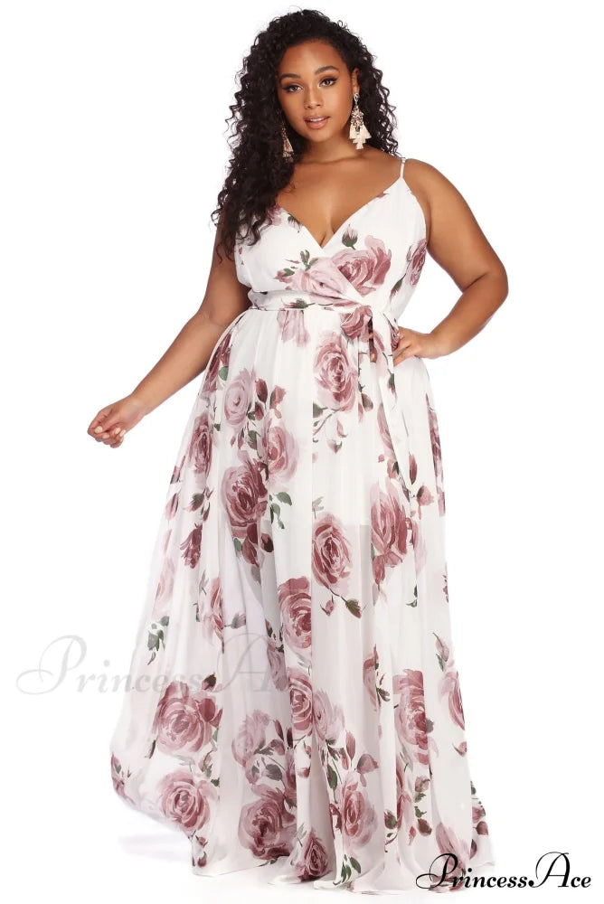 Plus Helena Formal Sleeveless Chiffon Dress - Lady Occasions