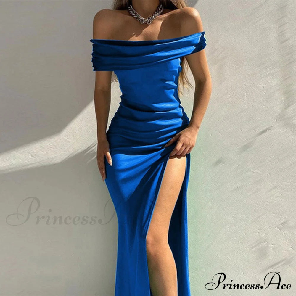 Plus Kaleigh Stylish Off Shoulder Dress Blue / S Plus S.o. Long