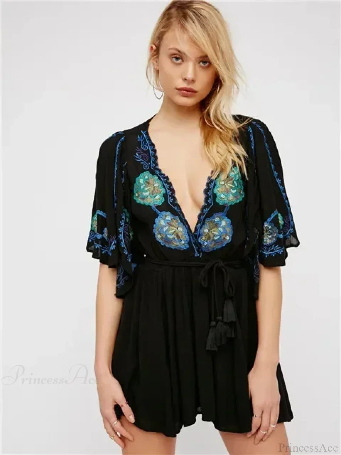 Plus Size Button Up Chiffon Holiday Boho Dress bohodress-250126