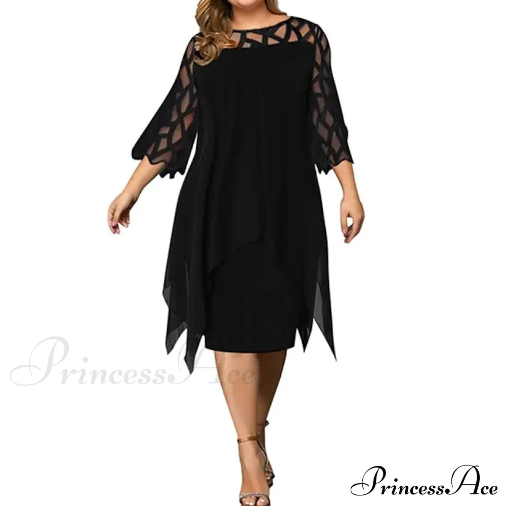 Plus Size Solid Color Sheath Dress For Women