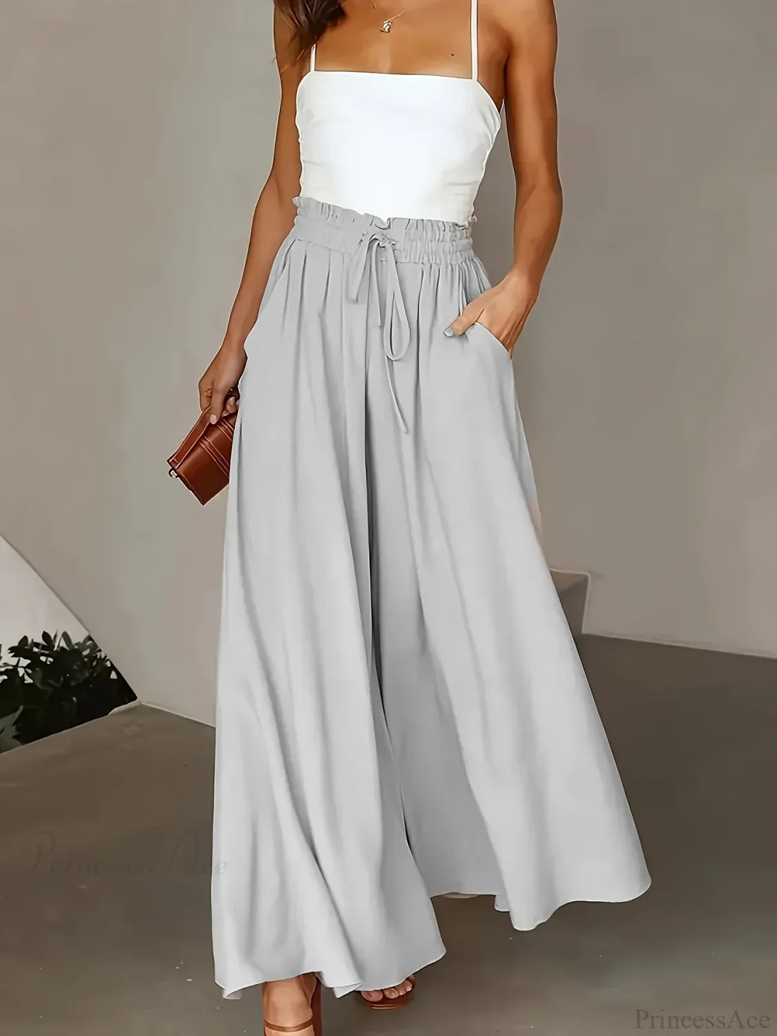 Plus Size Wide Leg Stretch Elastic Waist Pant pant-250223