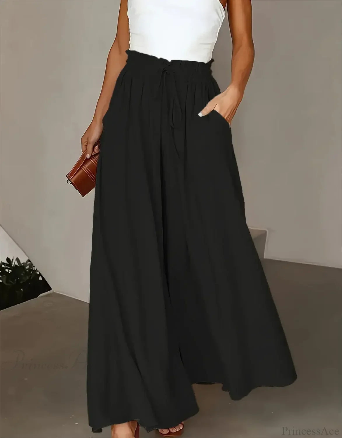 Plus Size Wide Leg Stretch Elastic Waist Pant pant-250223