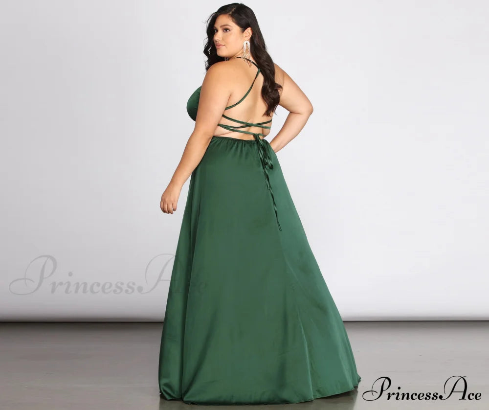 Plus Vera Satin Charming Lace Up Formal Dress Plus S.o. Long