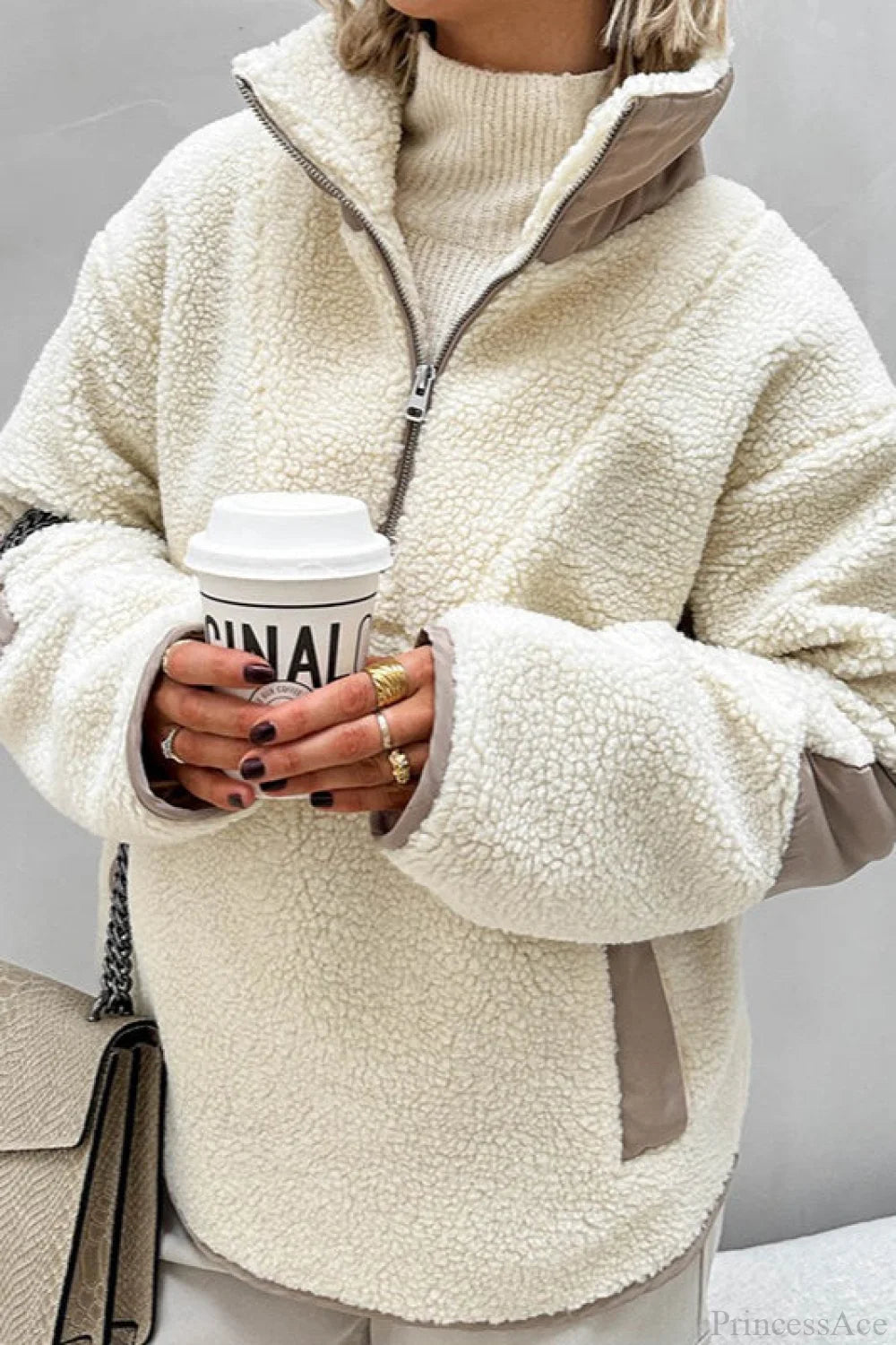 Plush Fleece Stand Collar Loose Sweatshirts