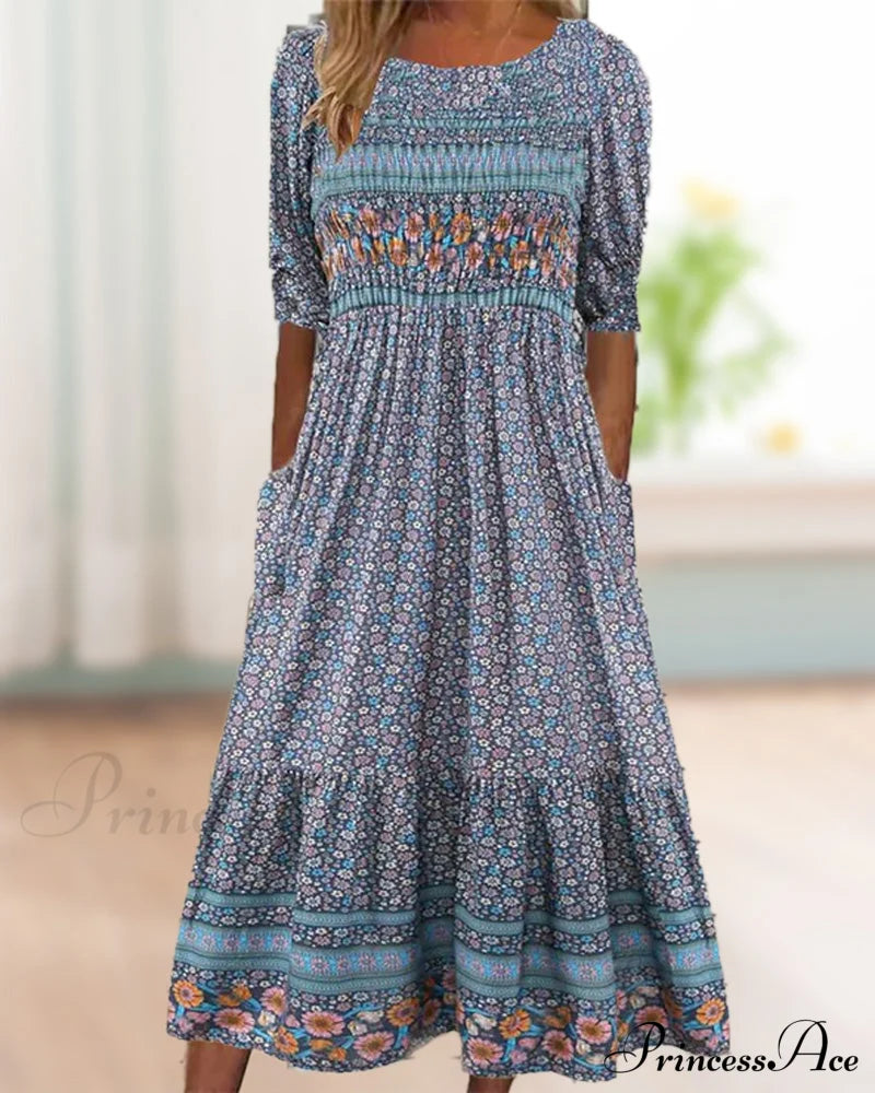 Pocket Floral Dress Casual Dresses