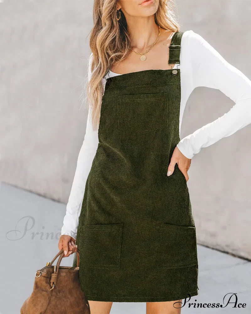 Solid color Pocket Shift dress Army Green 2023 f/w 23BF casual dresses Clothes Dresses spring