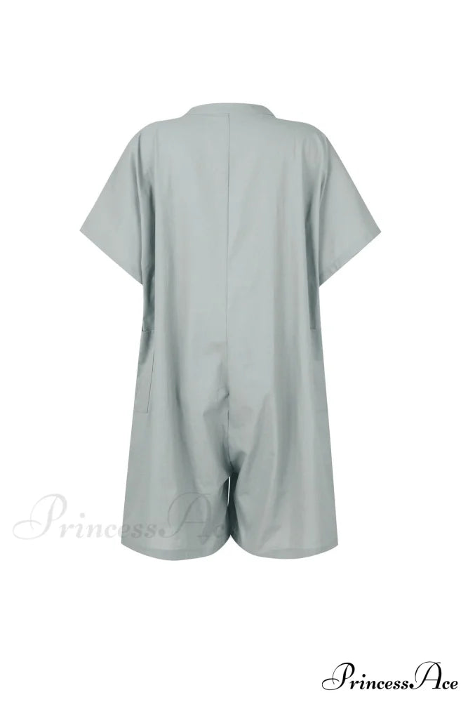 Pocketed Loose Rompers Grey / 2Xl