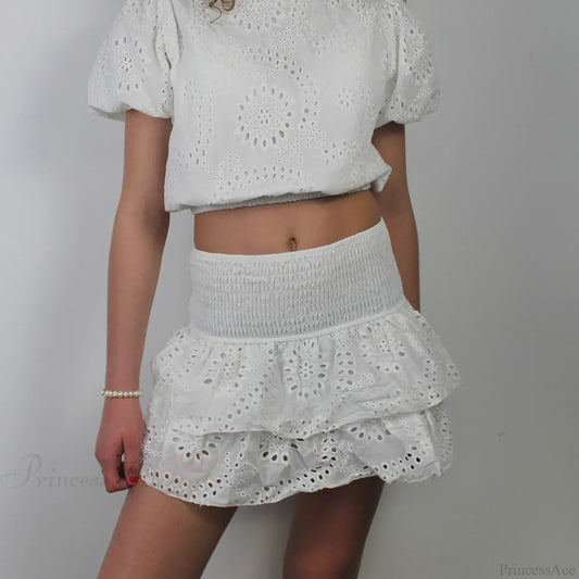 Pointelle Layered Ruffle Skirt skirts-250223