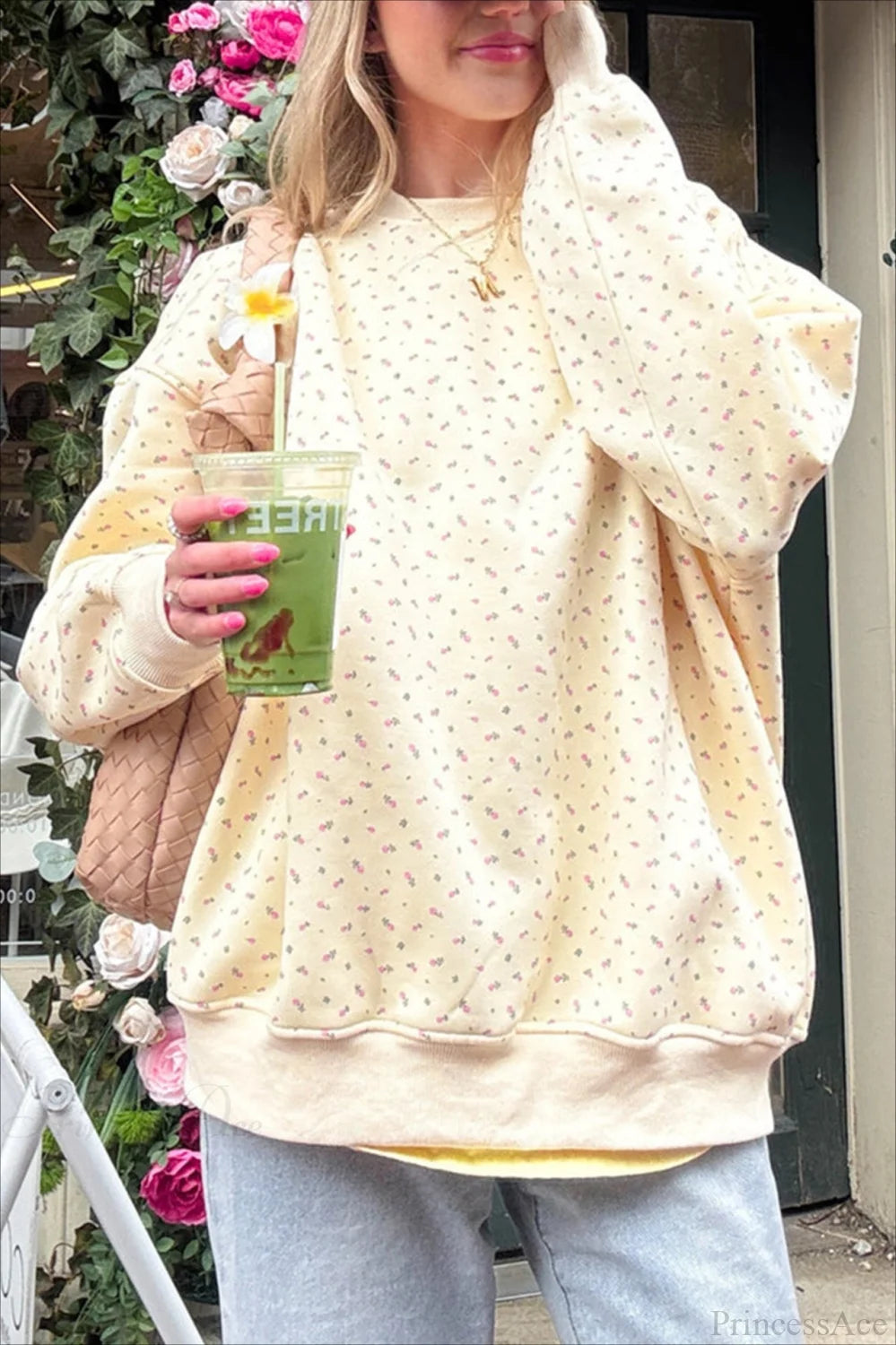 Polka Dot Cute Crew Neck Pull-On Sweatshirts