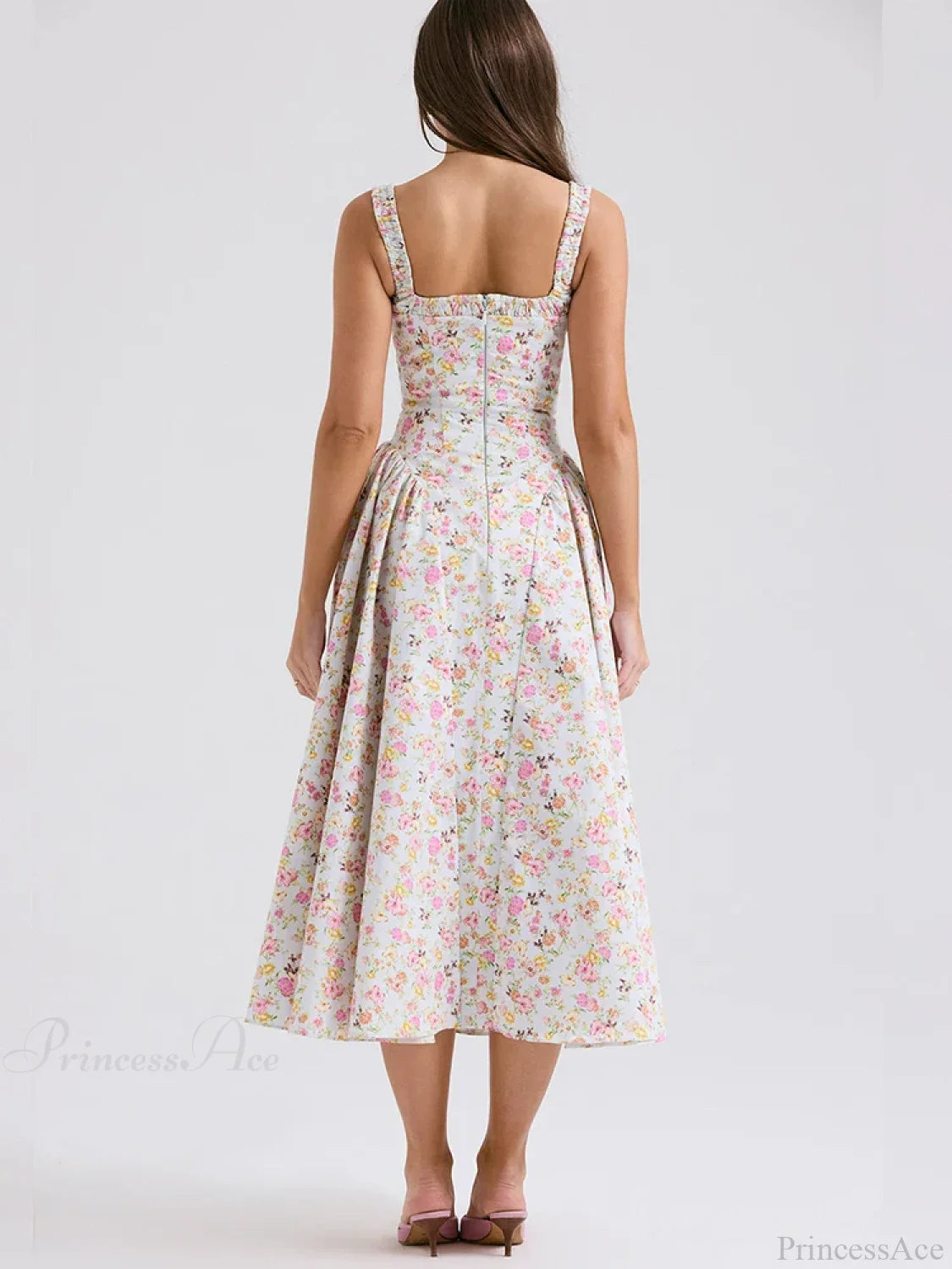 Print A-line Elegant Midi Vacation Dress vacationdress-250223
