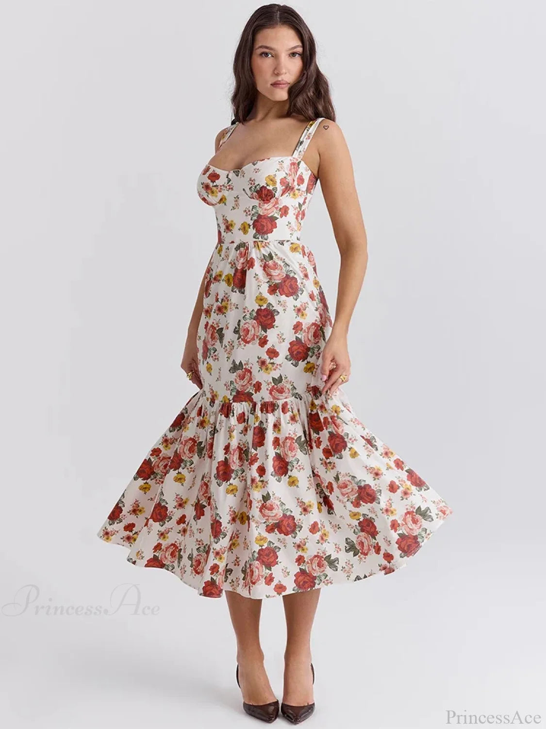 Print Bodycon A-line Vacation Dress Red / S vacationdress-250223