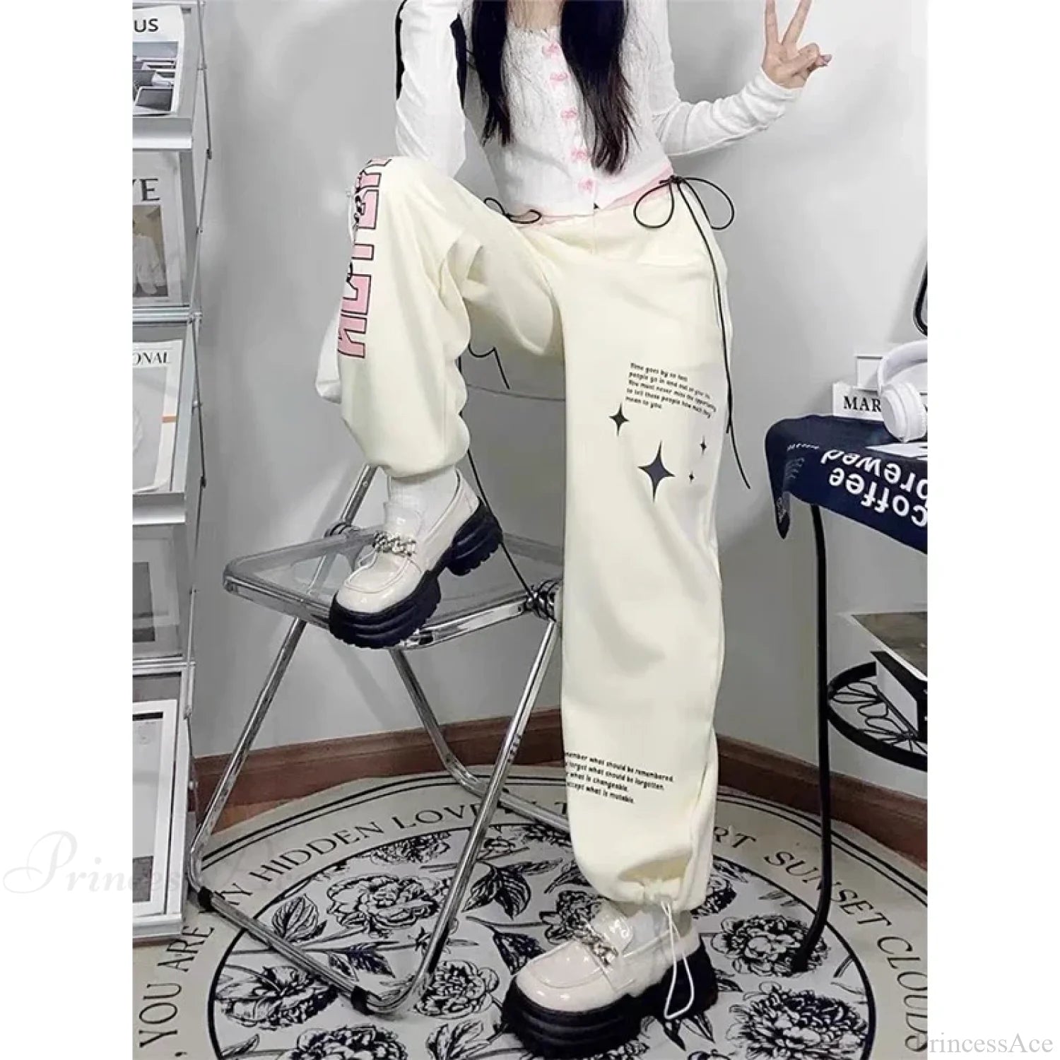 Print Letter Casual Straight Pants