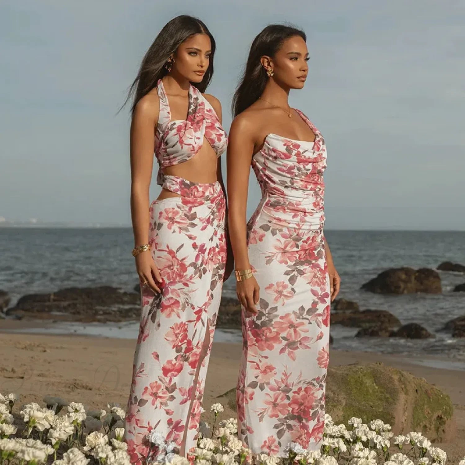 Print Pleated Slim Bodycon Vacation Dress vacationdress-250223