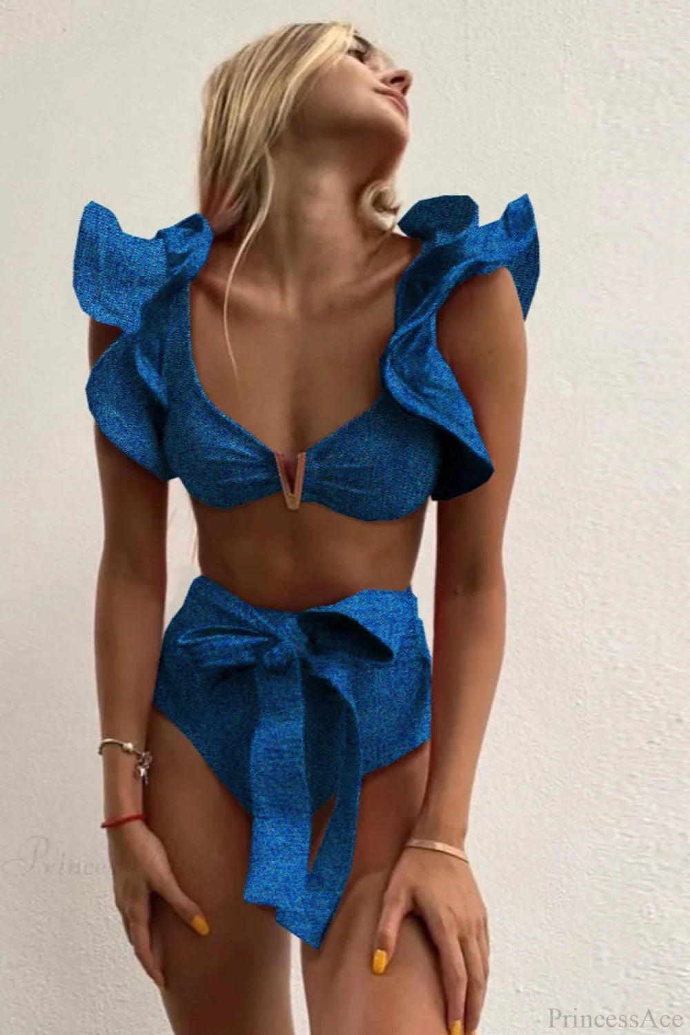 Print Push Up High Waist Bikini Set navy / S