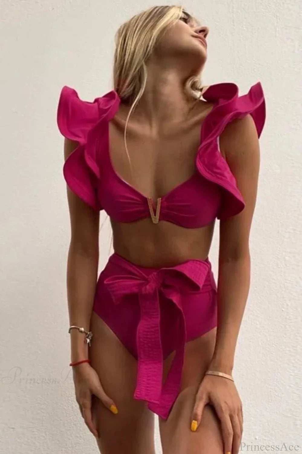 Print Push Up High Waist Bikini Set pink / S