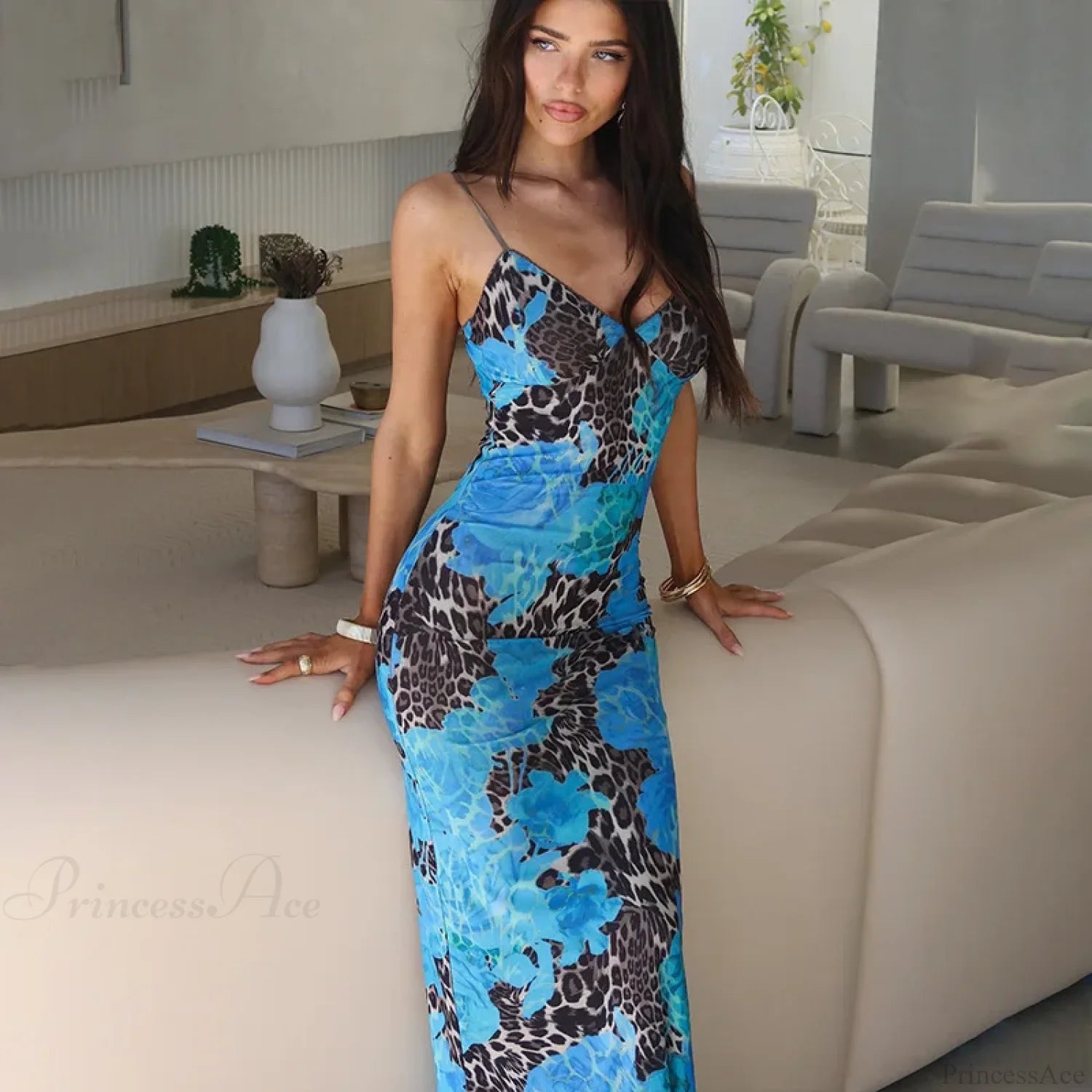 Print Slim Bodycon Maxi Vacation Dress vacationdress-250223