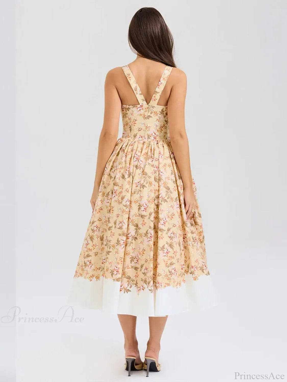 Print Waist Wrap A-line Vacation Dress vacationdress-250223