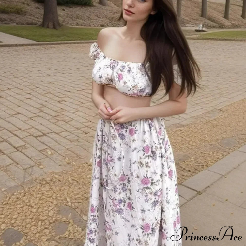 Printed Ruched Short Charming Puff Sleeve Crop Top Tanks