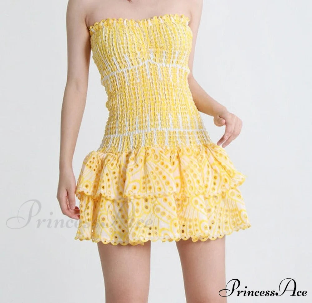 Printed Ruched Stylish Tube Mini Dress