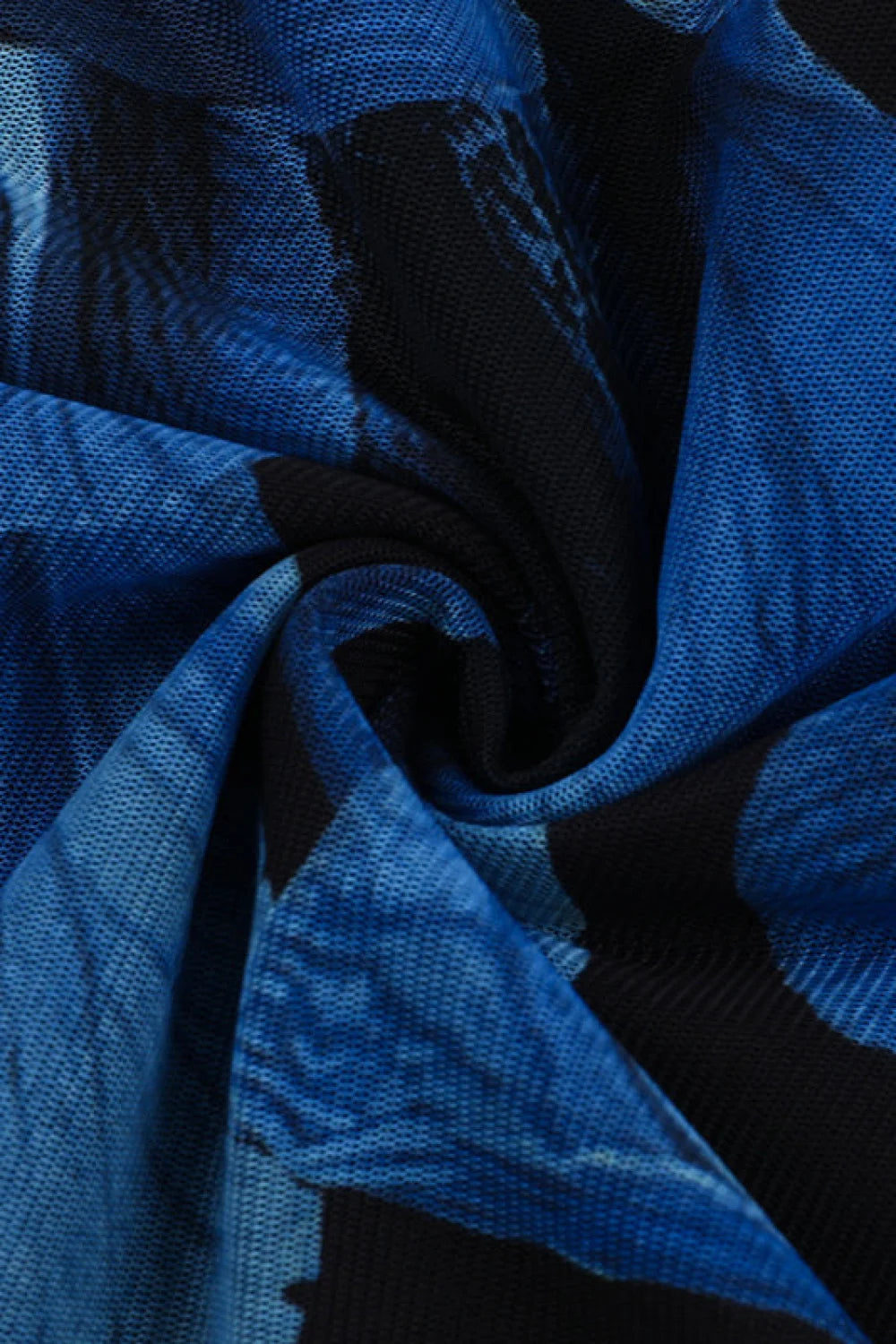 Printed Tulle Panel Fitted Maxi Dress