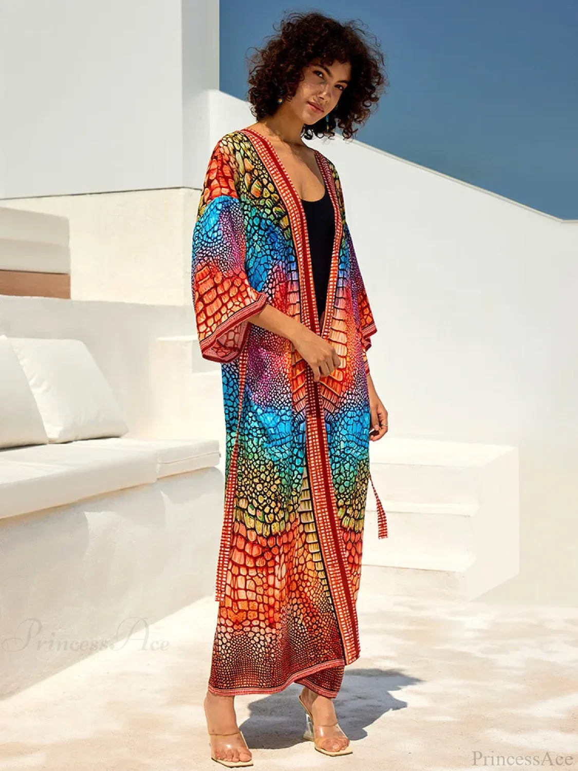 Printed V-Neck Plus Size Cover Up