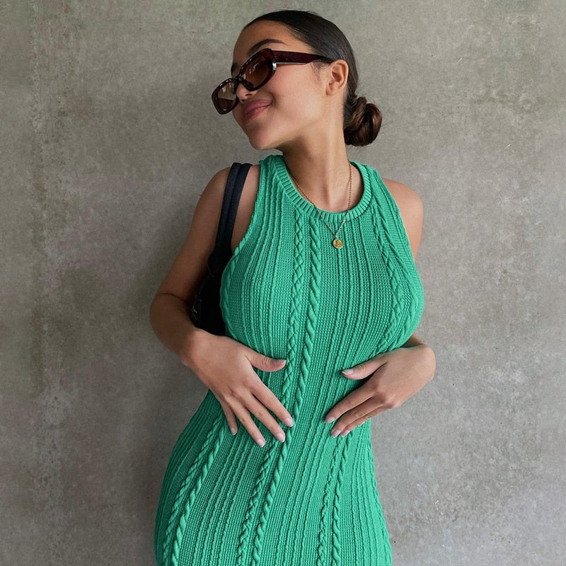 Cable Knit Stylish Tank Maxi Dress Dress
