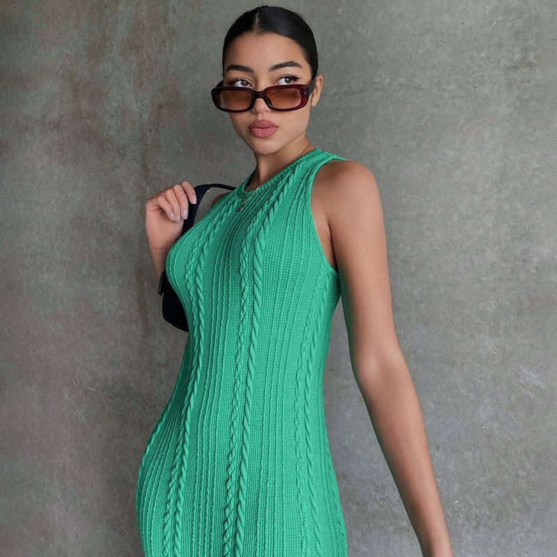 Cable Knit Stylish Tank Maxi Dress Dress