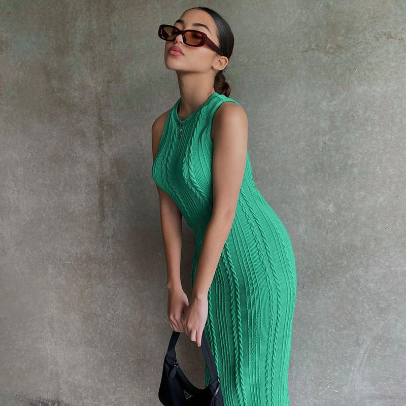 Cable Knit Stylish Tank Maxi Dress Dress