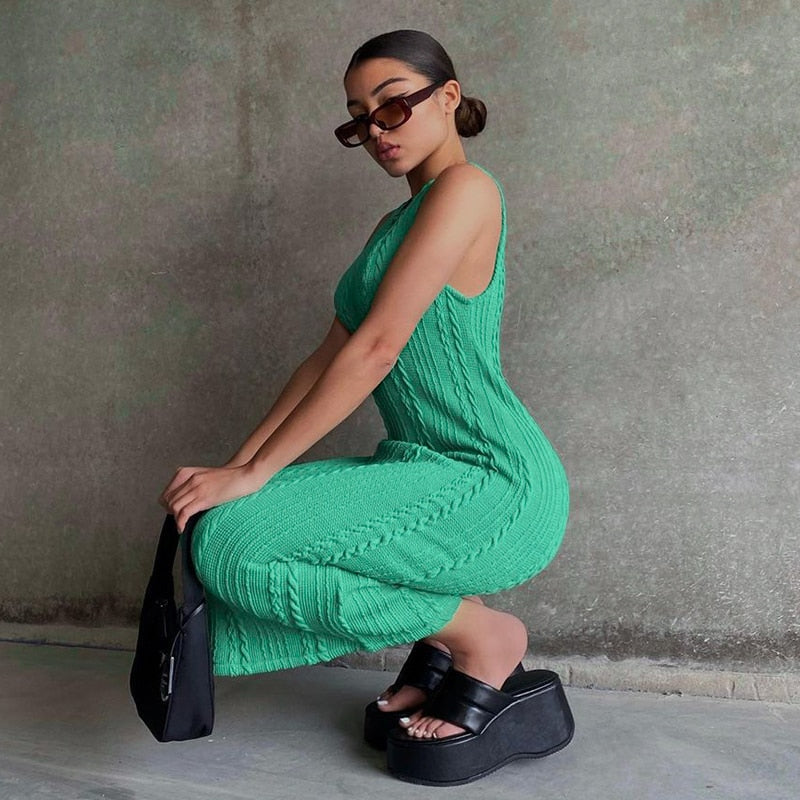 Cable Knit Stylish Tank Maxi Dress Dress