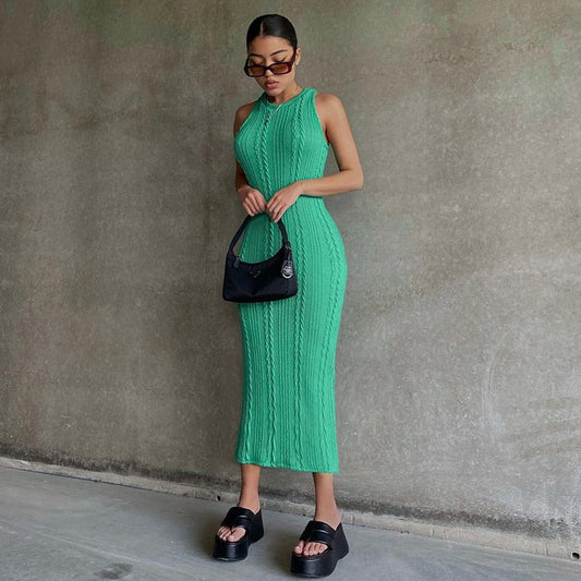 Cable Knit Stylish Tank Maxi Dress Dress