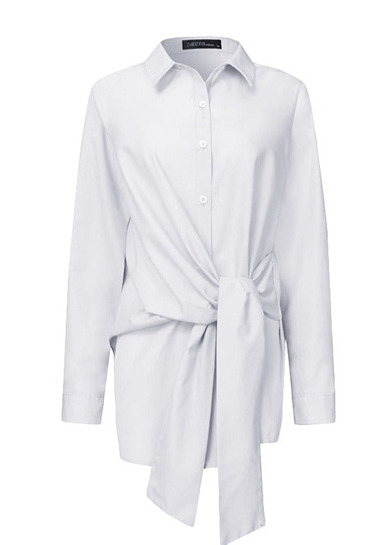 Zanze Self-Tie Shirt - Plus Size Tops & Blouses