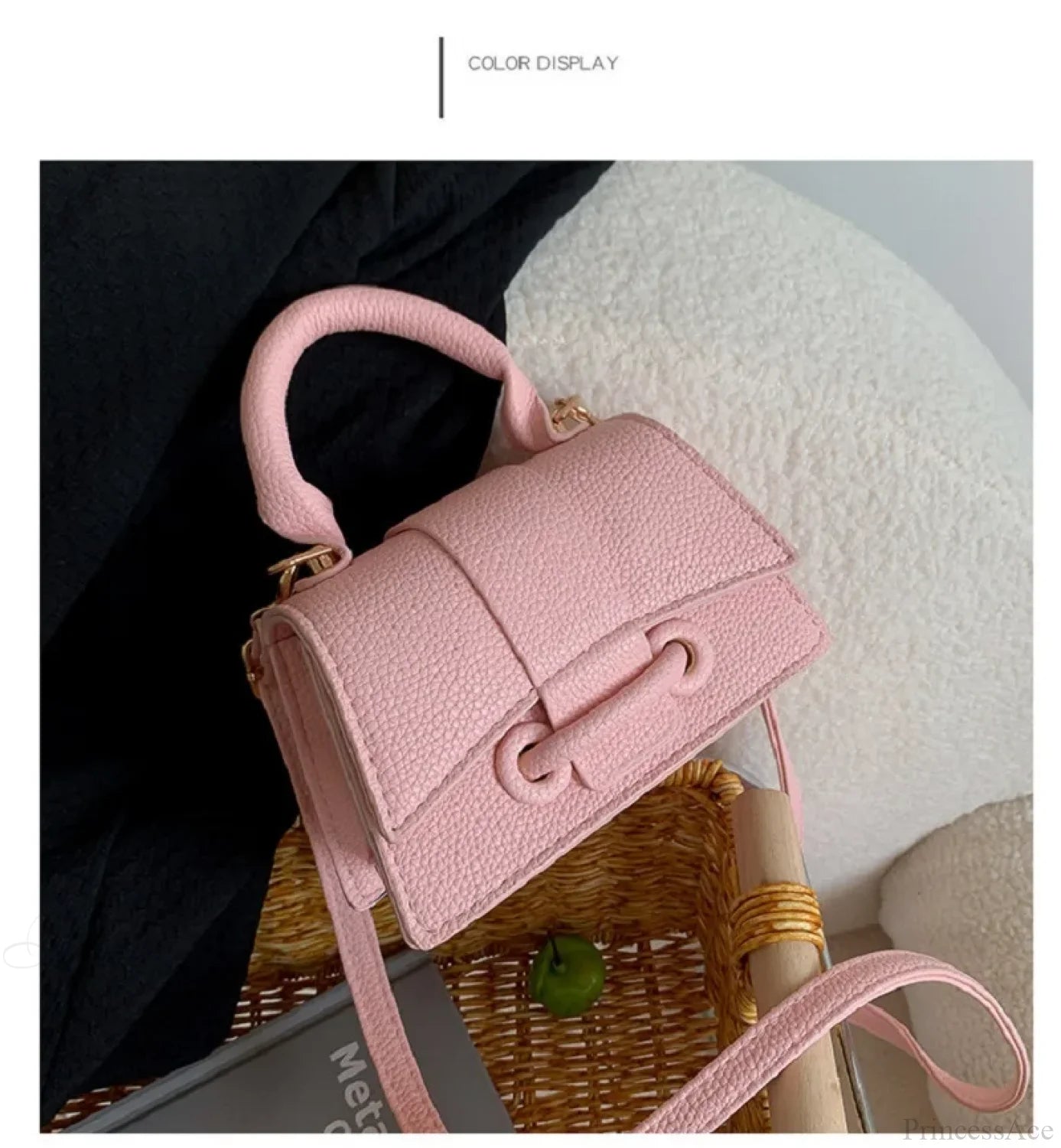 PU Leather Mini Crossbody Bag Designer Women’s Handbag Pink handbag-250126